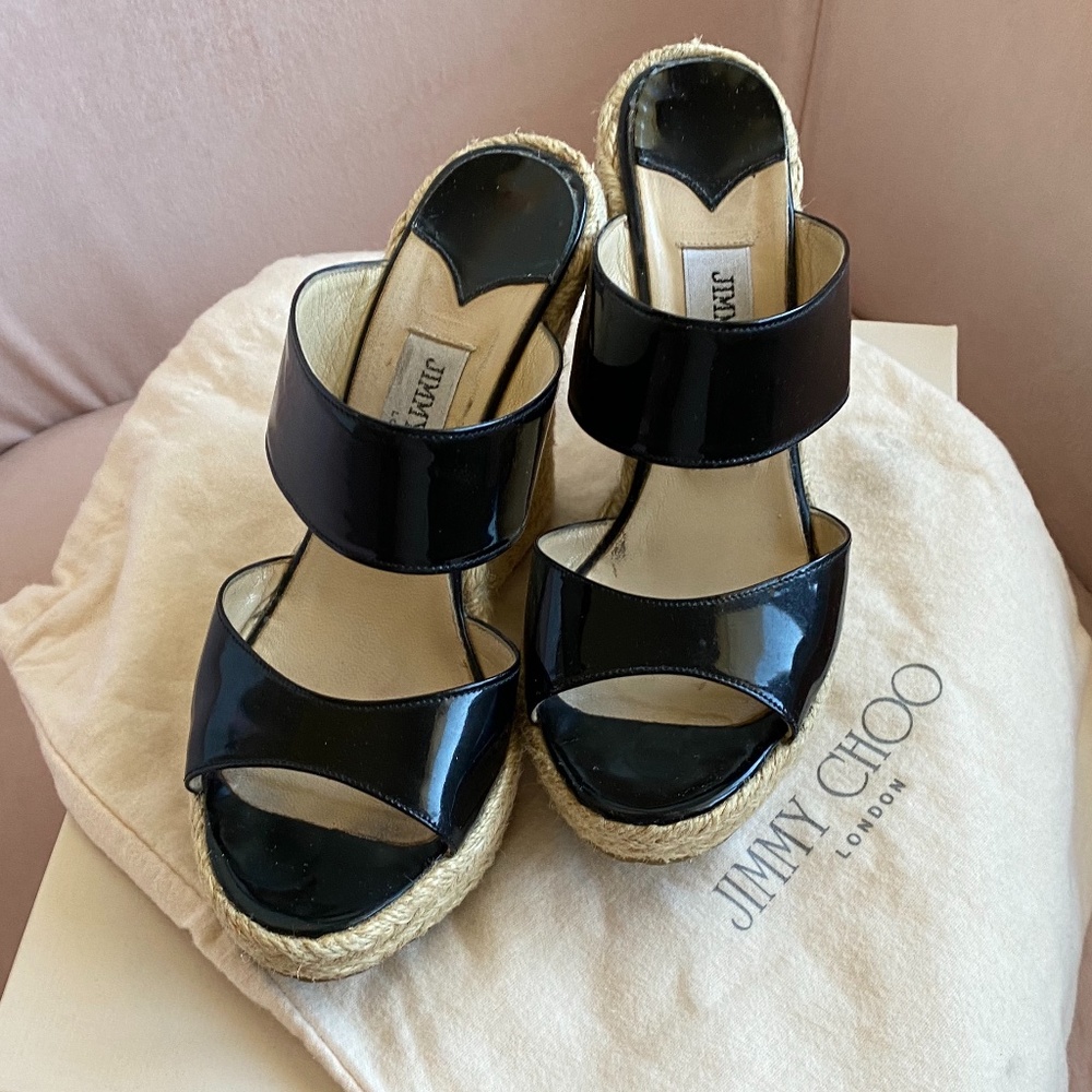 Jimmy Choo Black Patent Leather Sandal